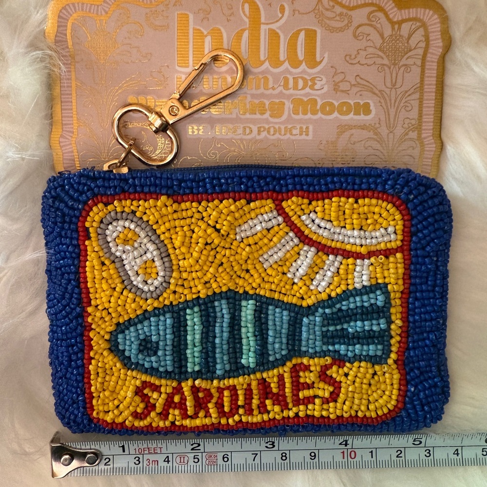 Beaded Sardines Pouch with Clip Attachment